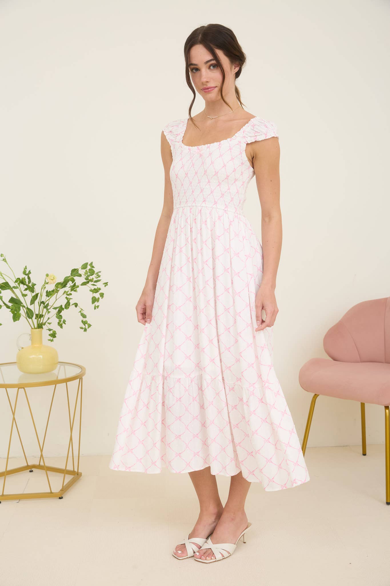BOW PATTERN DRESS BLUE