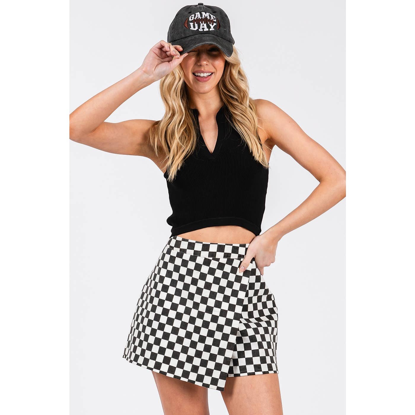 Red CHECKERED SKORT