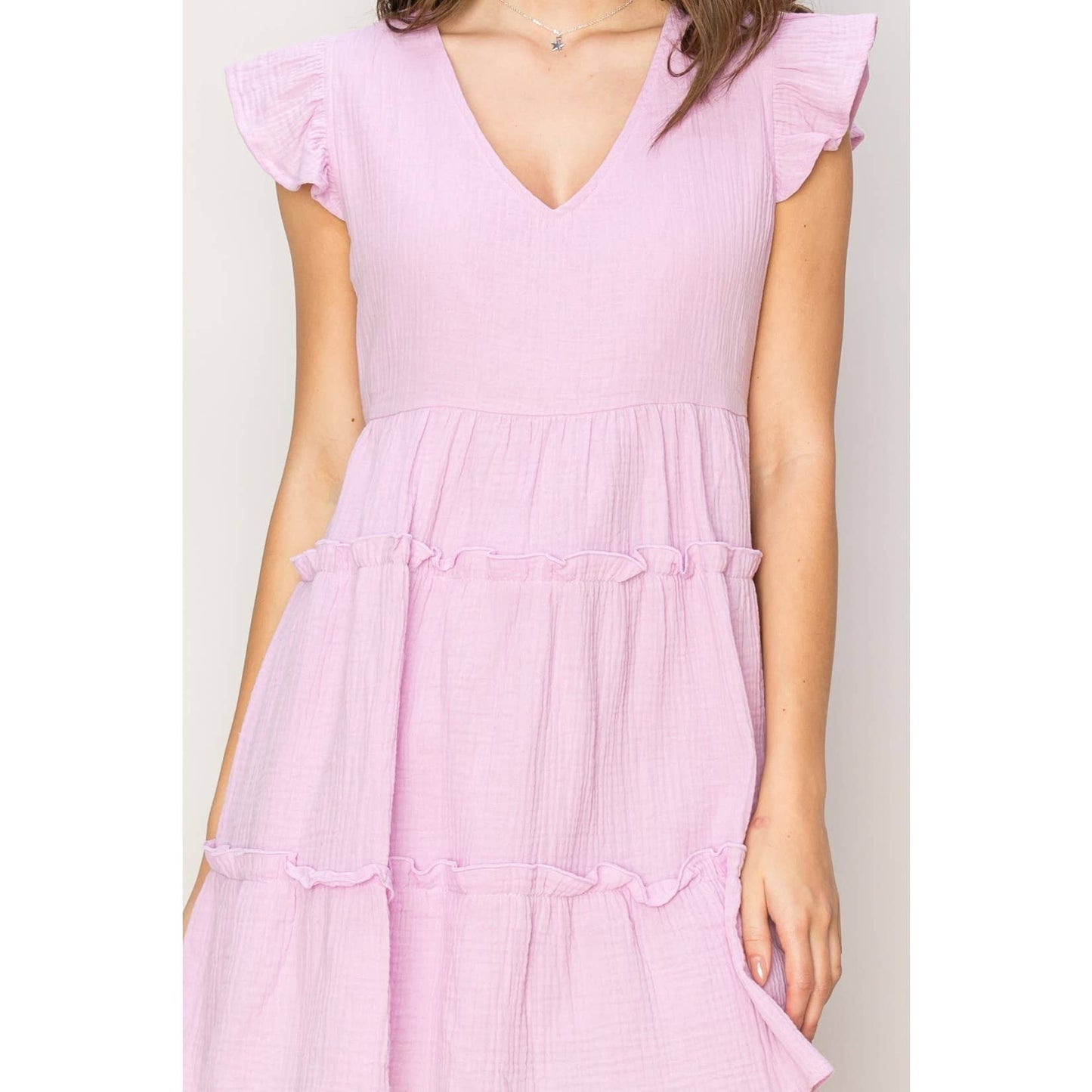 TIERED MINI DRESS LAVENDER