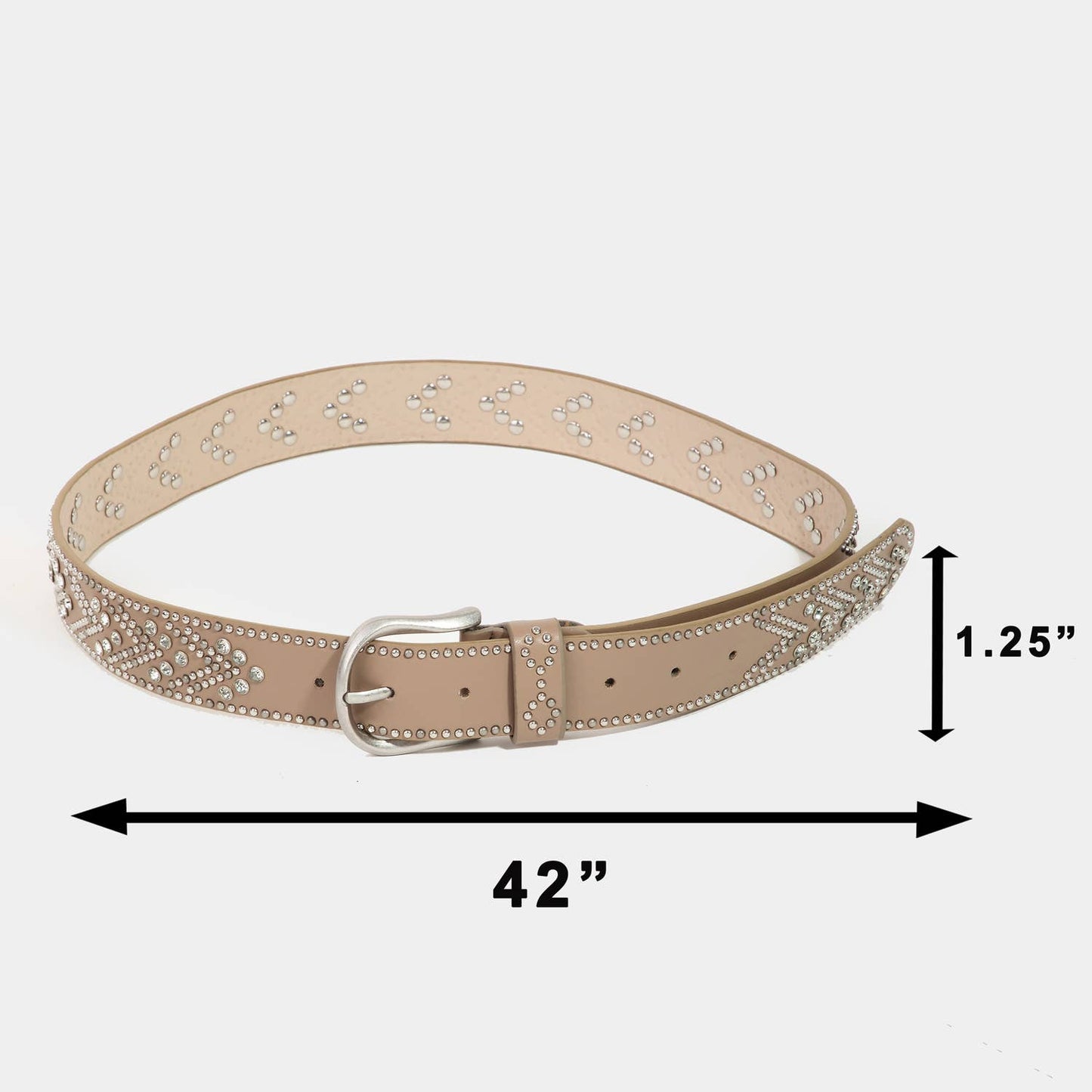 Rhinestone Metallic Studded Belt White