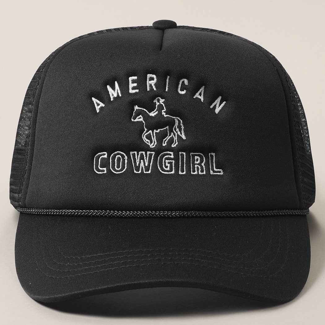 American Cowgirl Embroidery Foam Trucker Hat Red