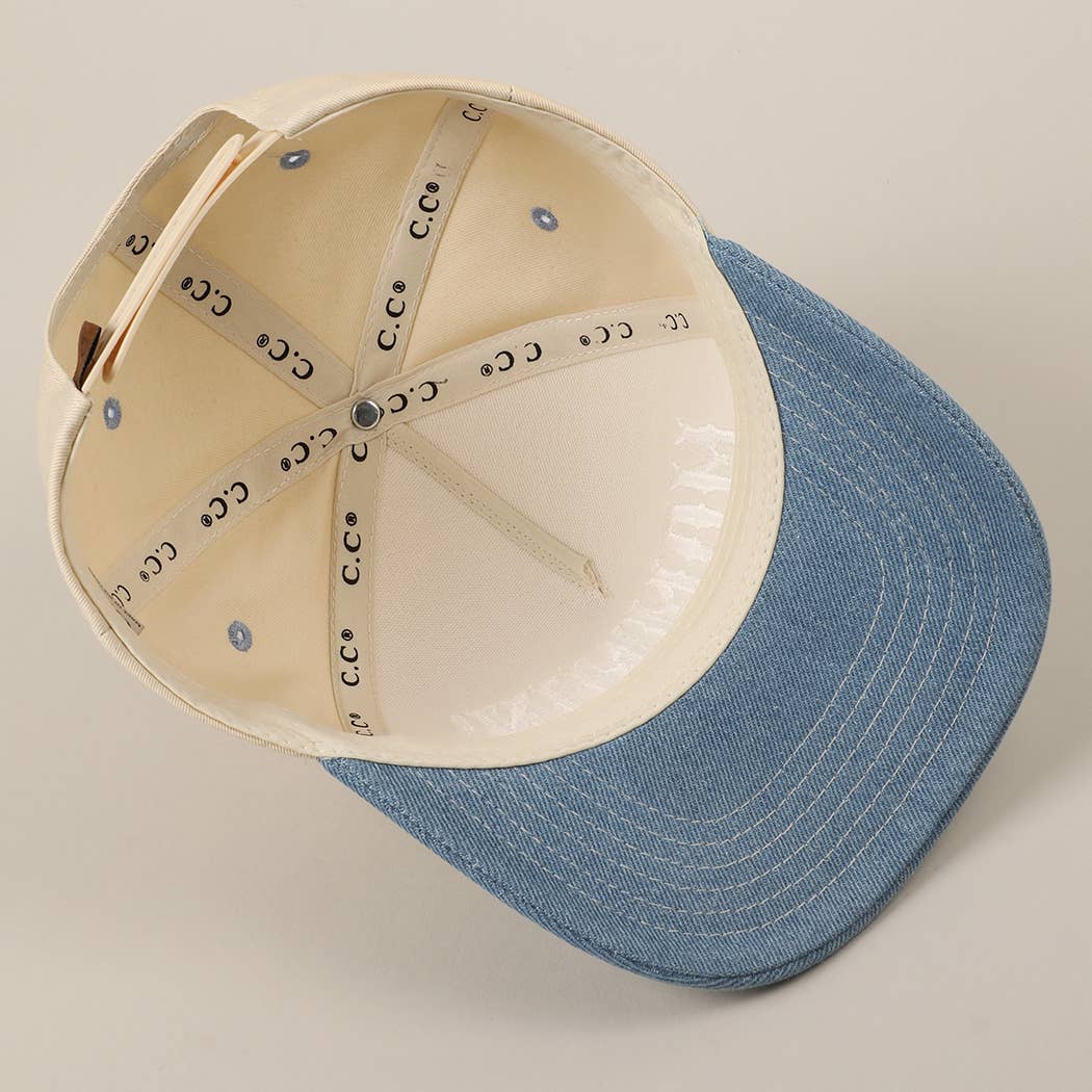 MOMMIN' Letter Embroidery Two-Tone Trucker Hat: Black