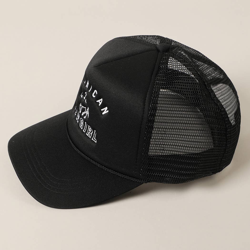 American Cowgirl Embroidery Foam Trucker Hat Red