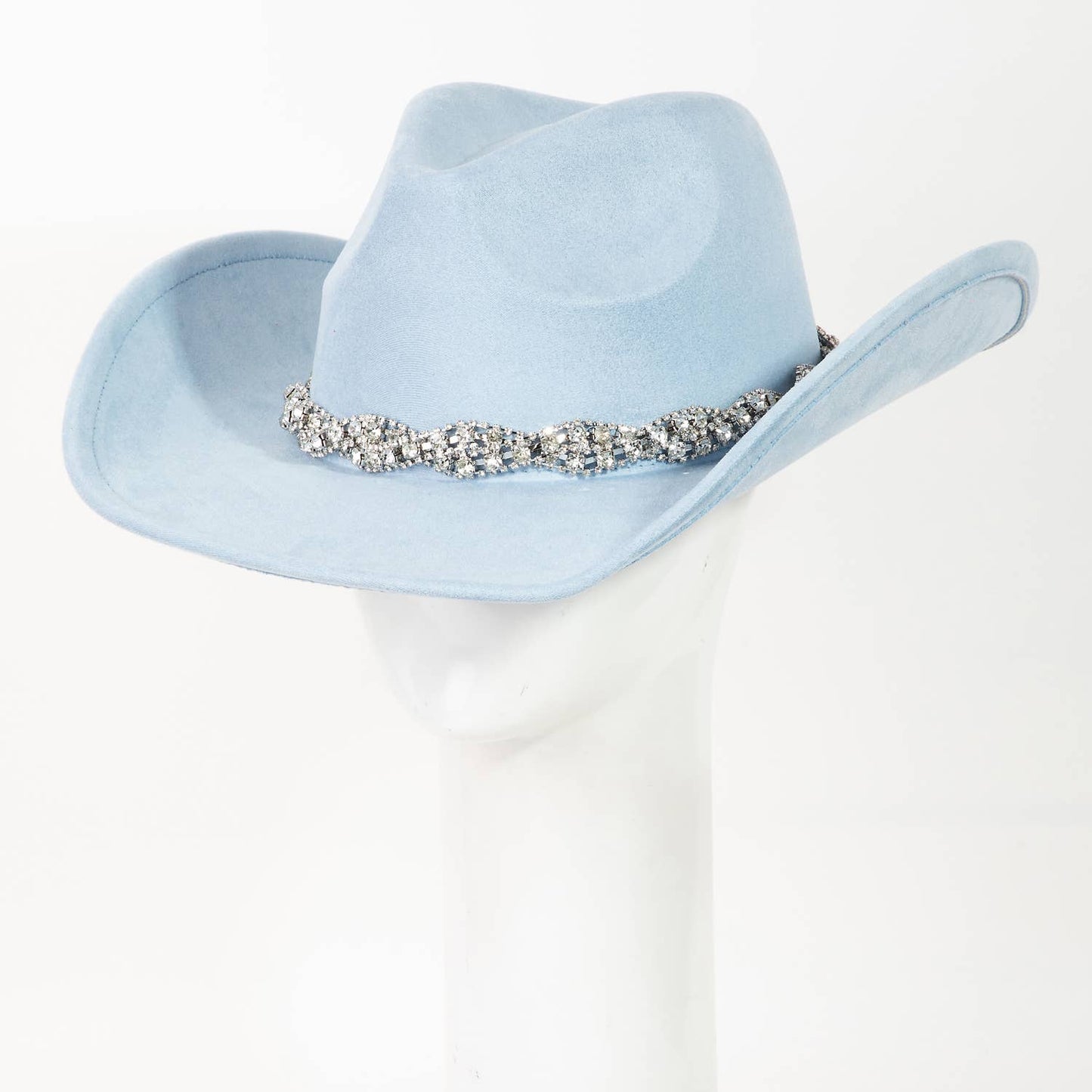 Rhinestone Chain Strap Cowboy Hat Black