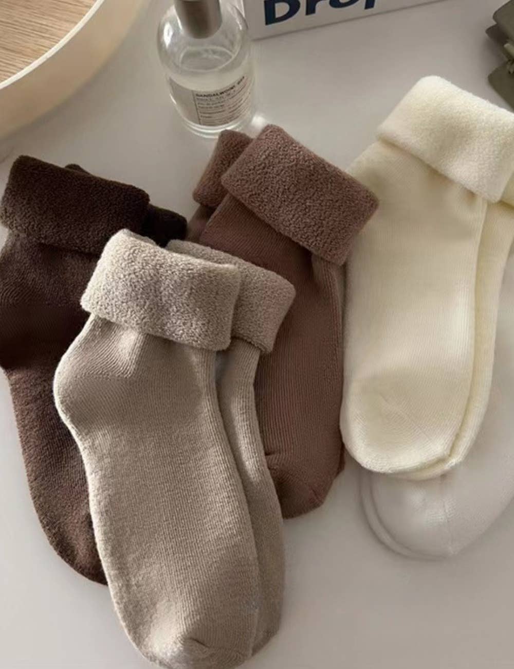 Ladies Inside Velvet White Socks