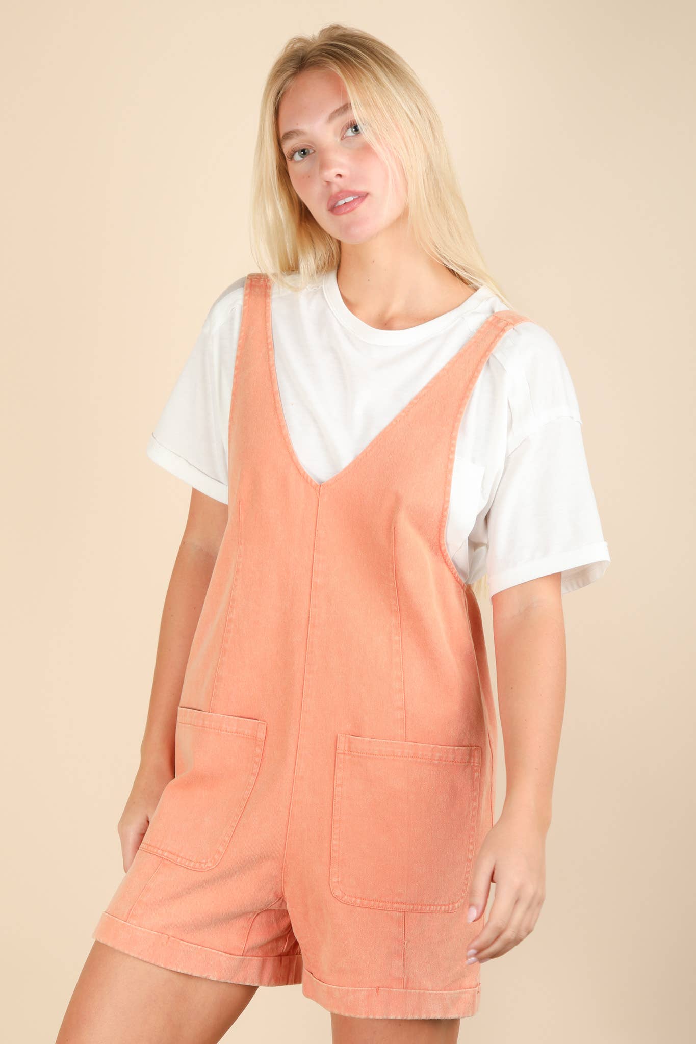 Washed Denim Romper