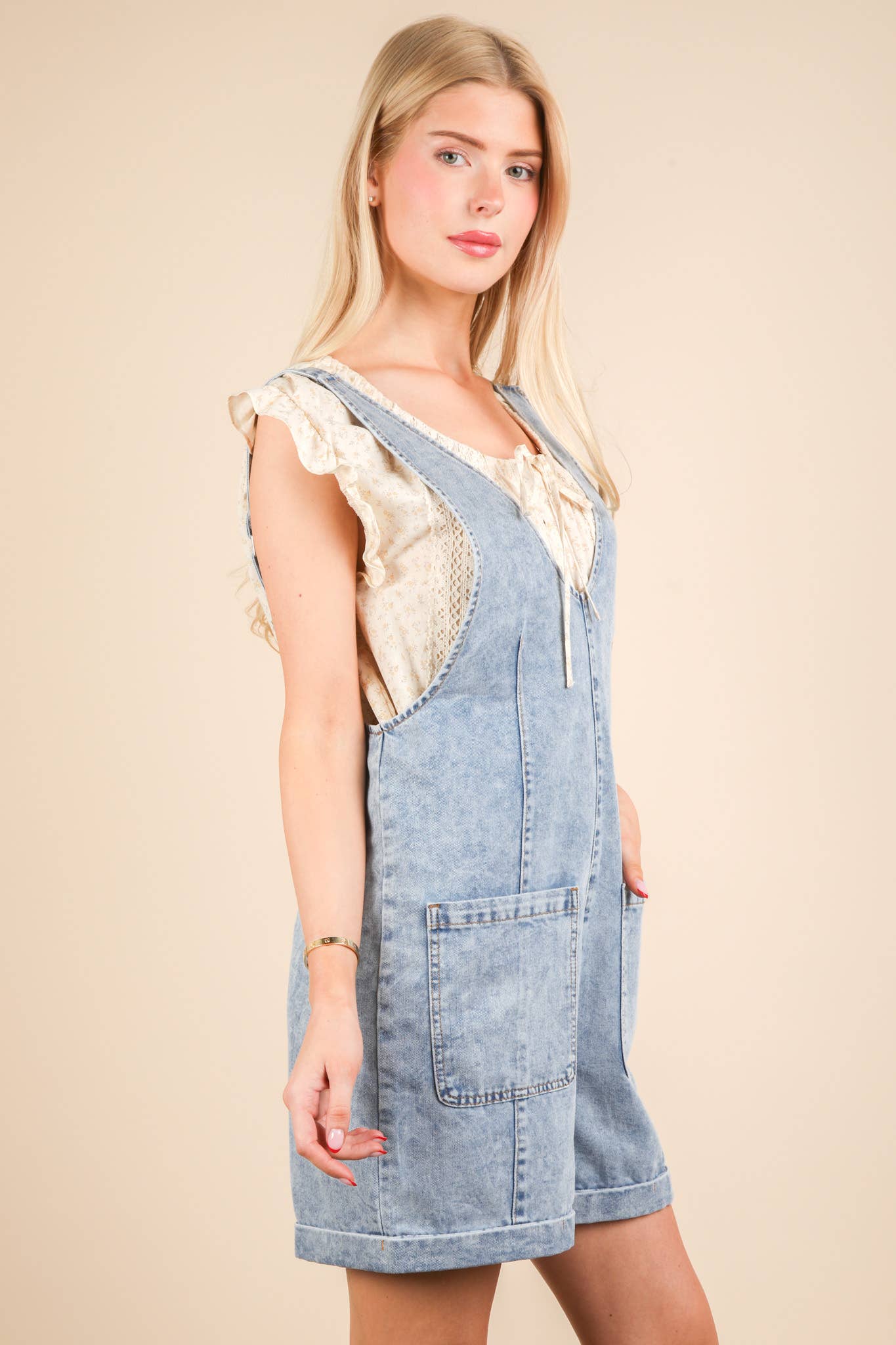 Washed Denim Romper