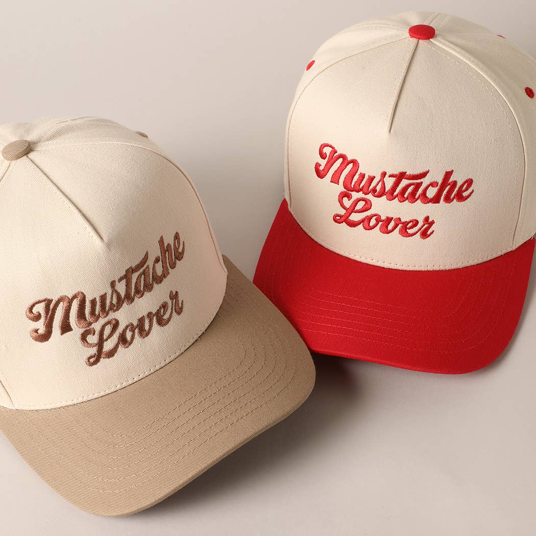 Mustache Lover Two Tone Trucker Hat: Red