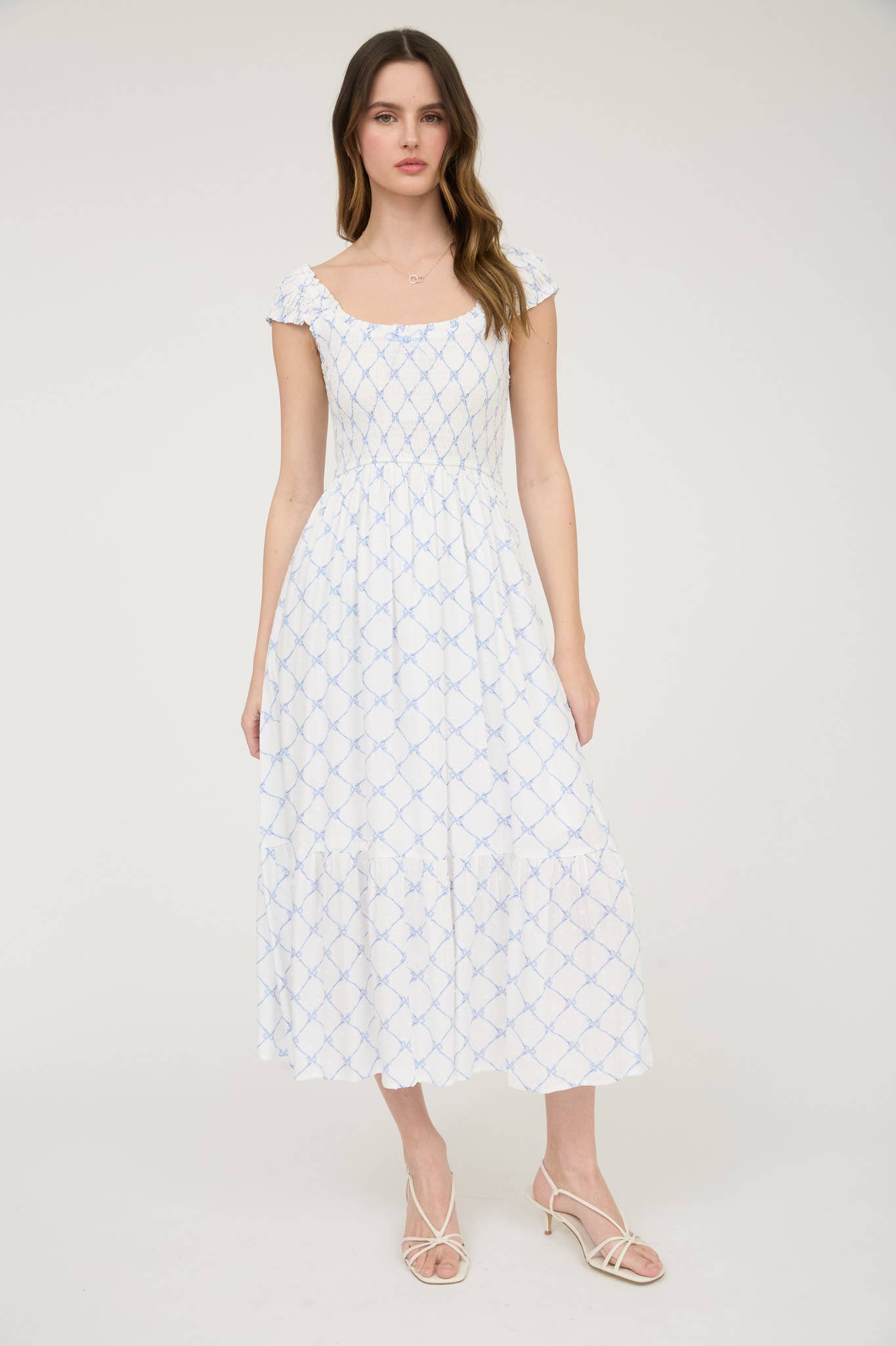 BOW PATTERN DRESS BLUE