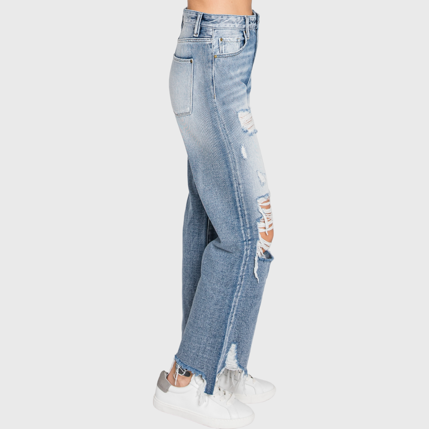 DISTRESSED HIGH RISE CROPPED FLARE
