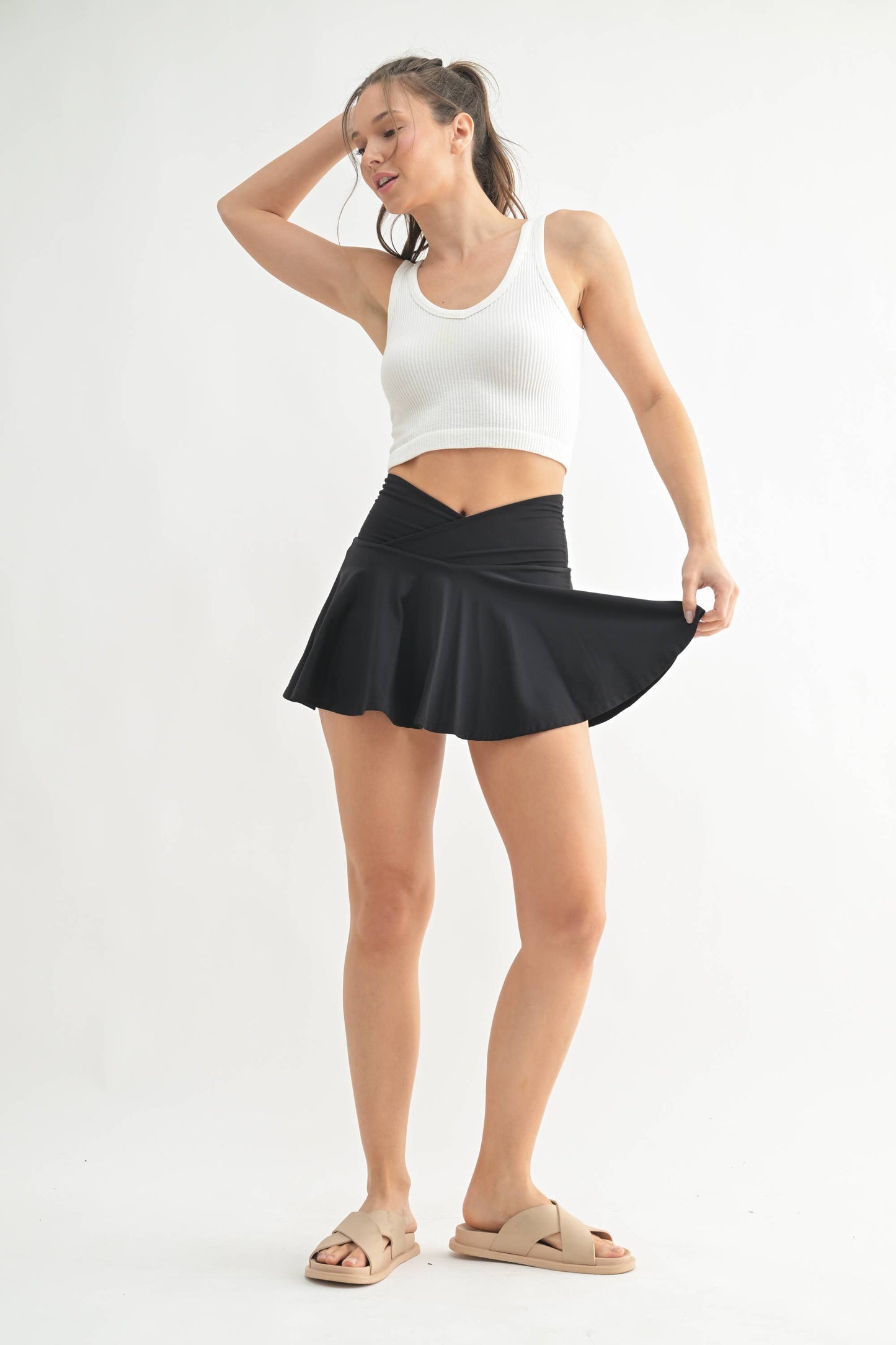 Crossover Waist Athletic Skirt