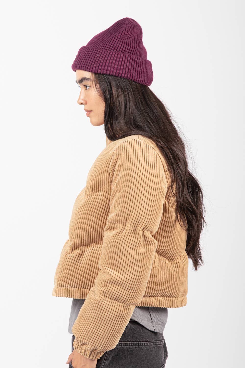 Corduroy Pink Puffer Jacket