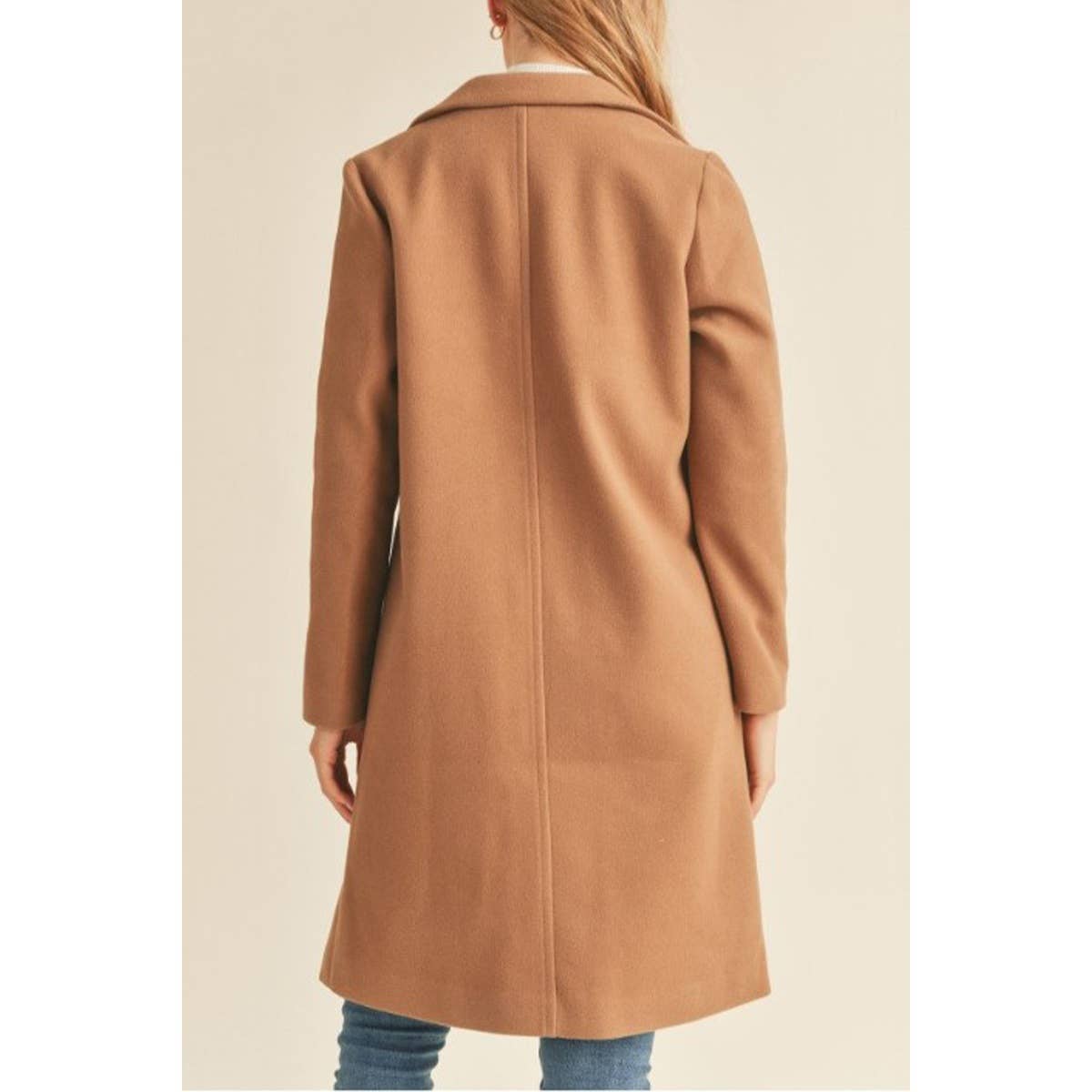 FAUX WOOL LONG COAT BLACK