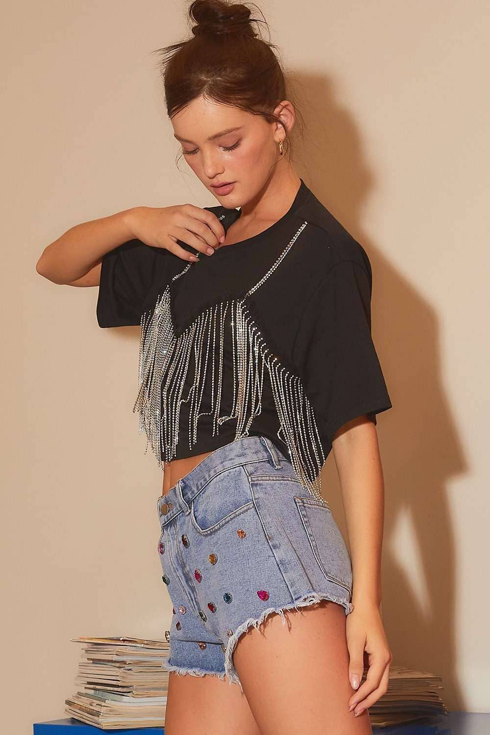 Falling Rhinestone Top