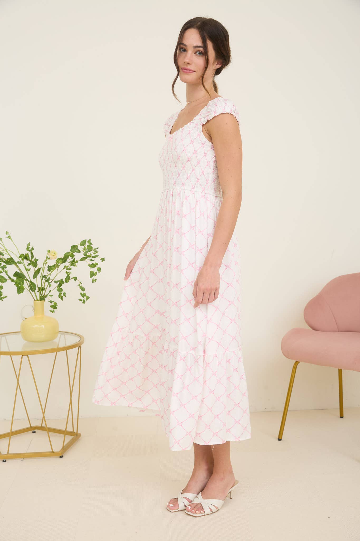 BOW PATTERN DRESS BLUE