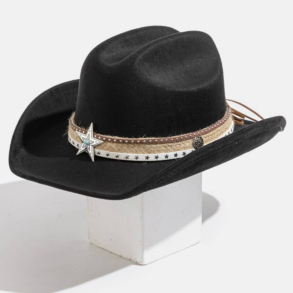 Star Layered Strap Cowboy Hat
