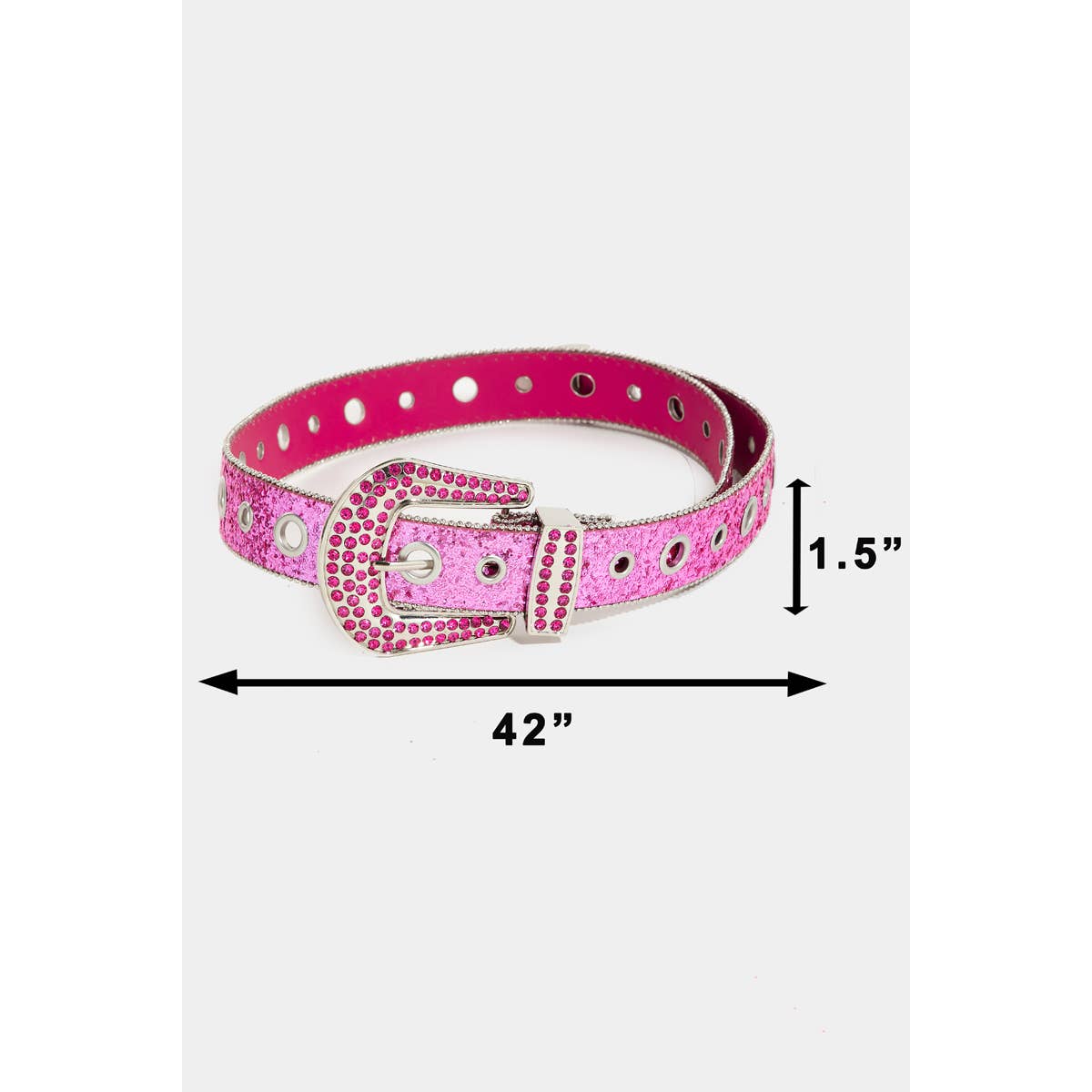 Glitter Grommet Rhinestone Studded Belt Silver