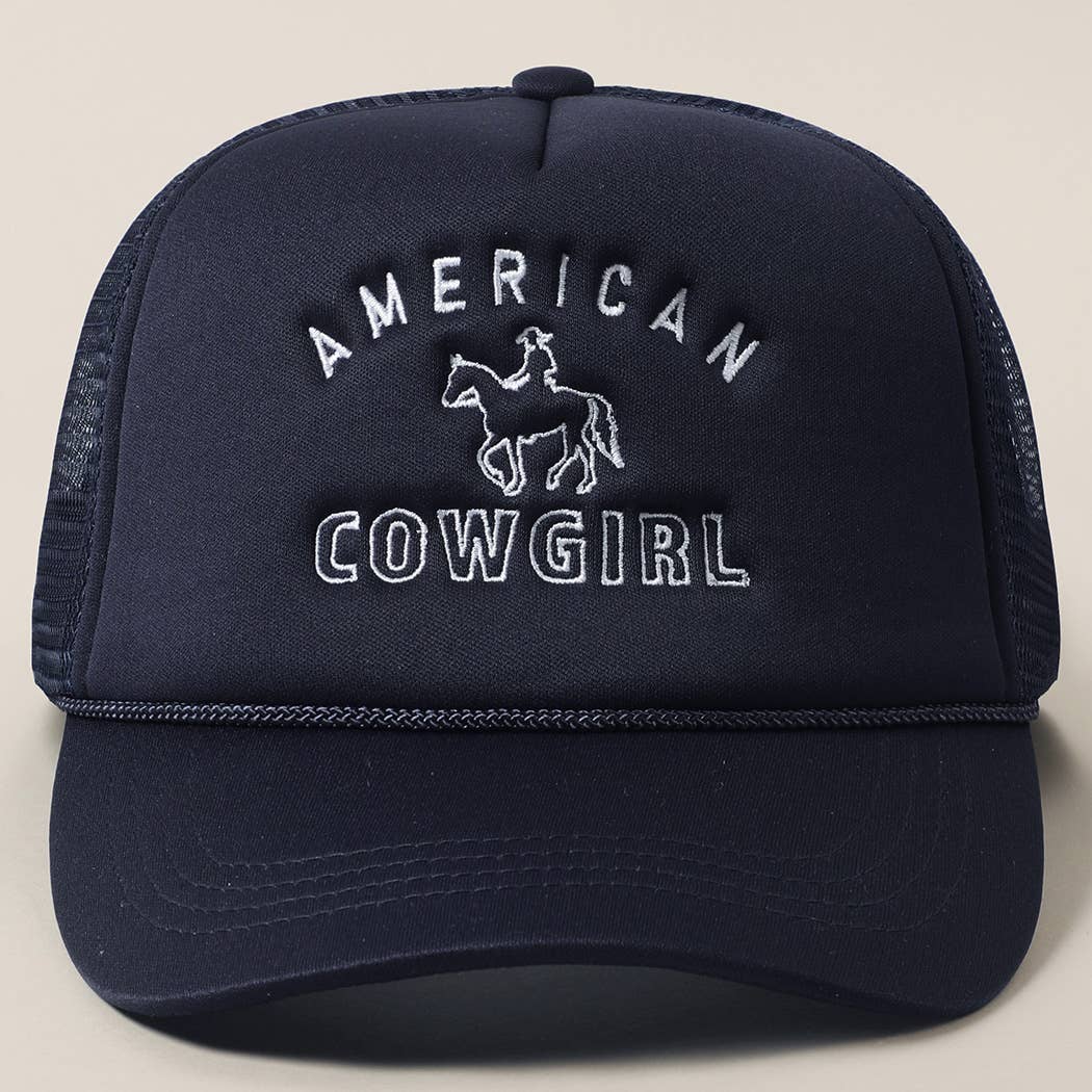 American Cowgirl Embroidery Foam Trucker Hat Red