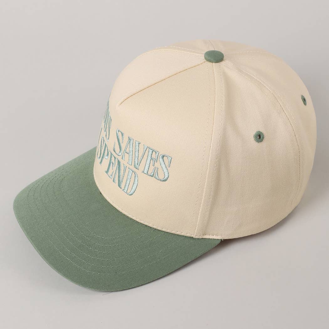 JESUS SAVES I SPEND Embroidery Trucker Hat: HOT PINK
