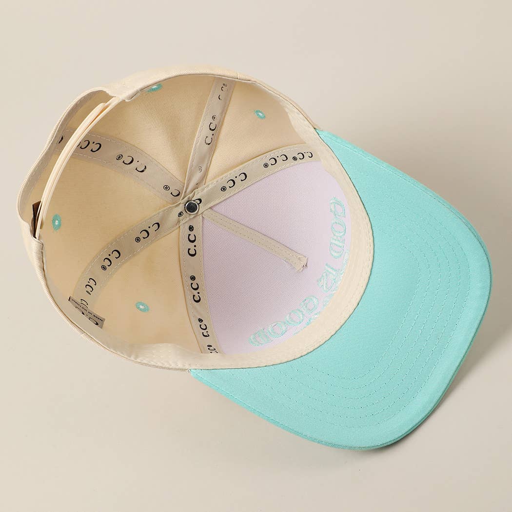 God Is Good All The Time Embroidery Trucker Hat Mint