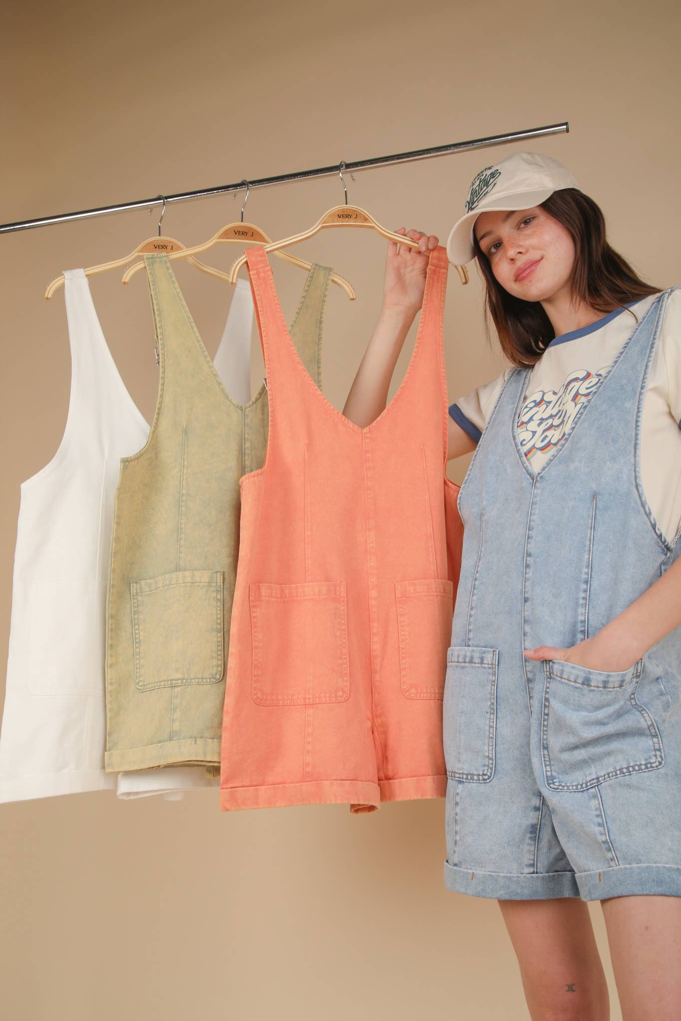 Washed Denim Romper