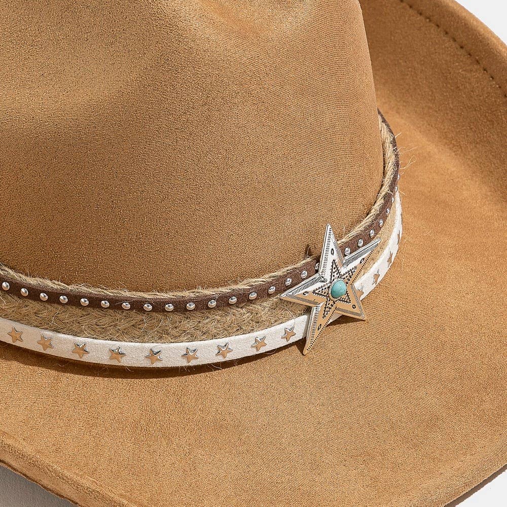 Star Layered Strap Cowboy Hat