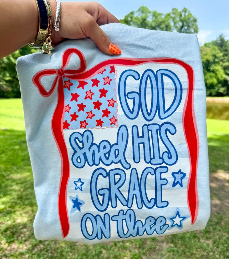 God Shed His Grace 4th of July Comfort Colors Graphic Tee