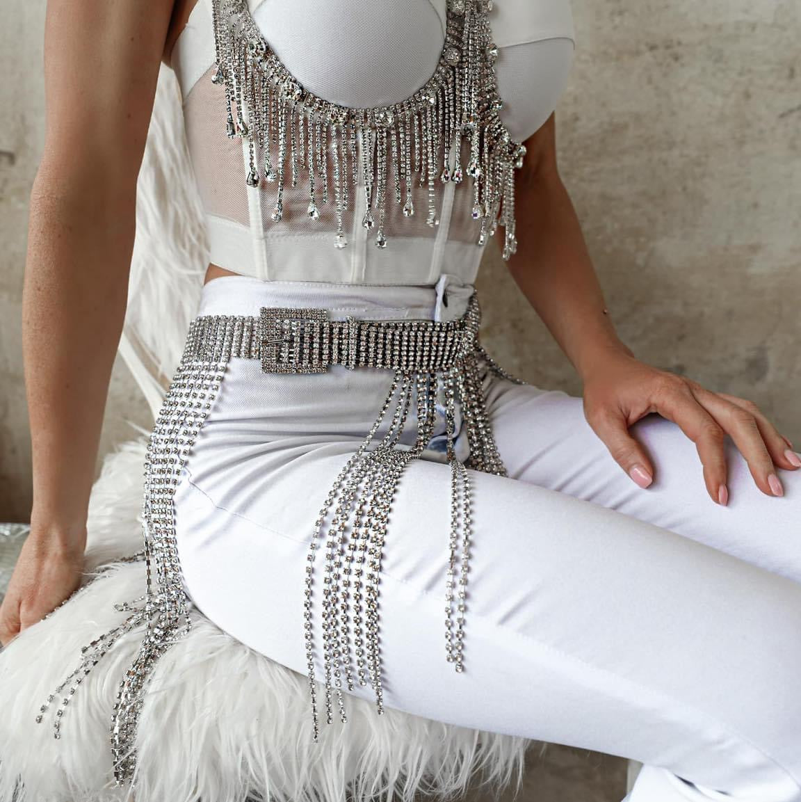 Glam Cowgirl Rhinestone Fringe Belt