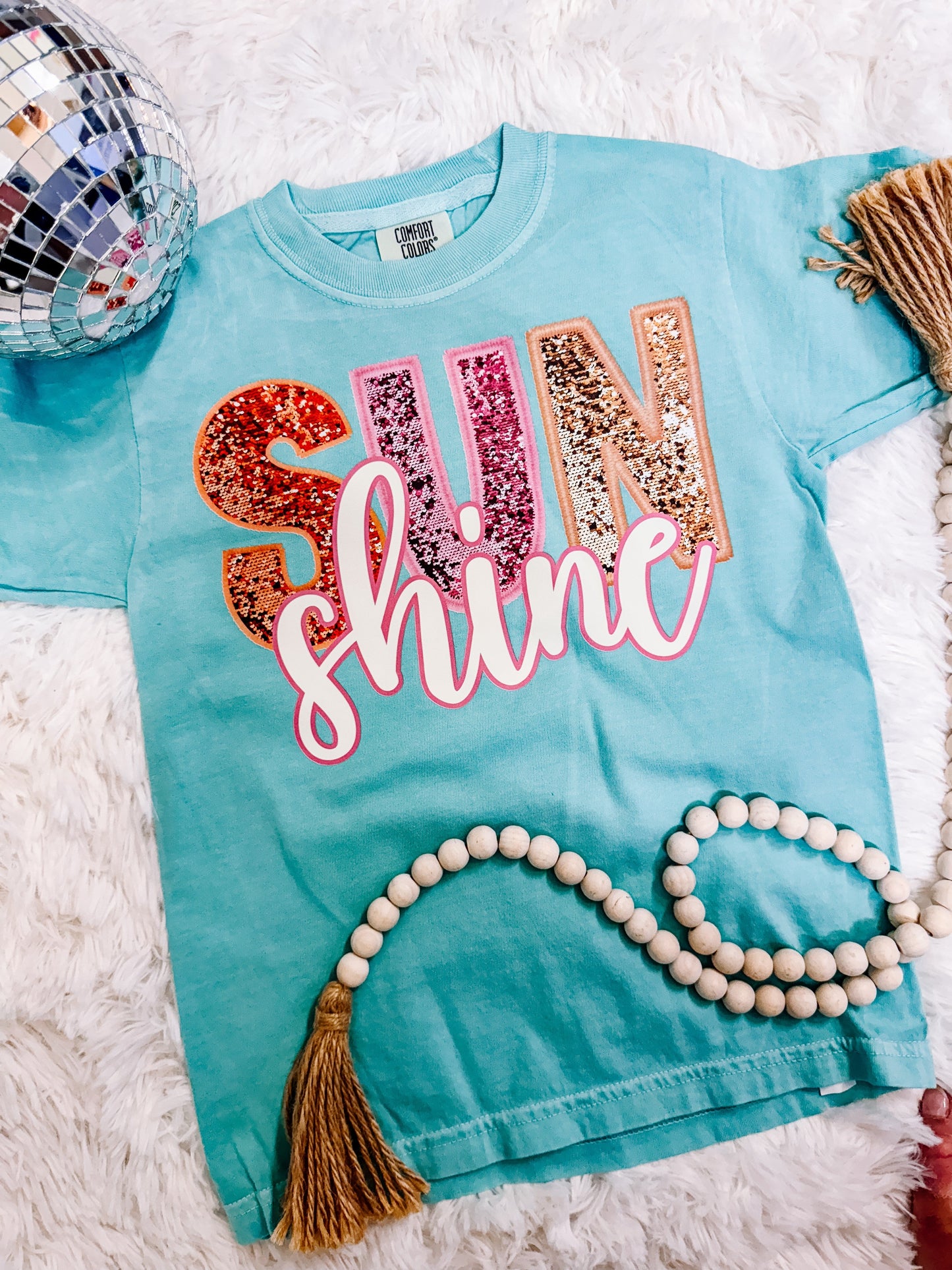 Faux Sequin Sunshine Summer Comfort Colors Graphic Tee