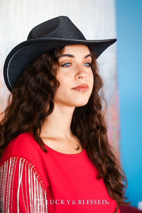 Black Shimmer Cowboy Hat