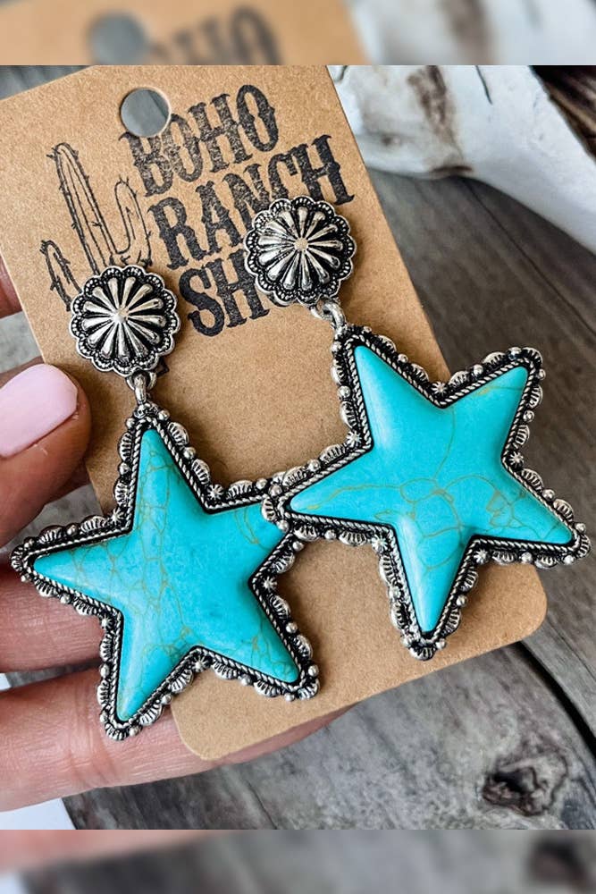 Turquoise Star Western Earrings