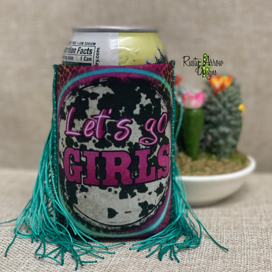 Neon Let's Go Girls Fringe Koozie
