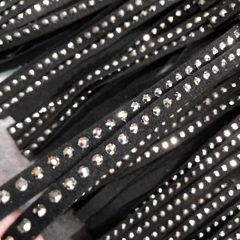 New High Waist Rhinestone Fringe Skirt