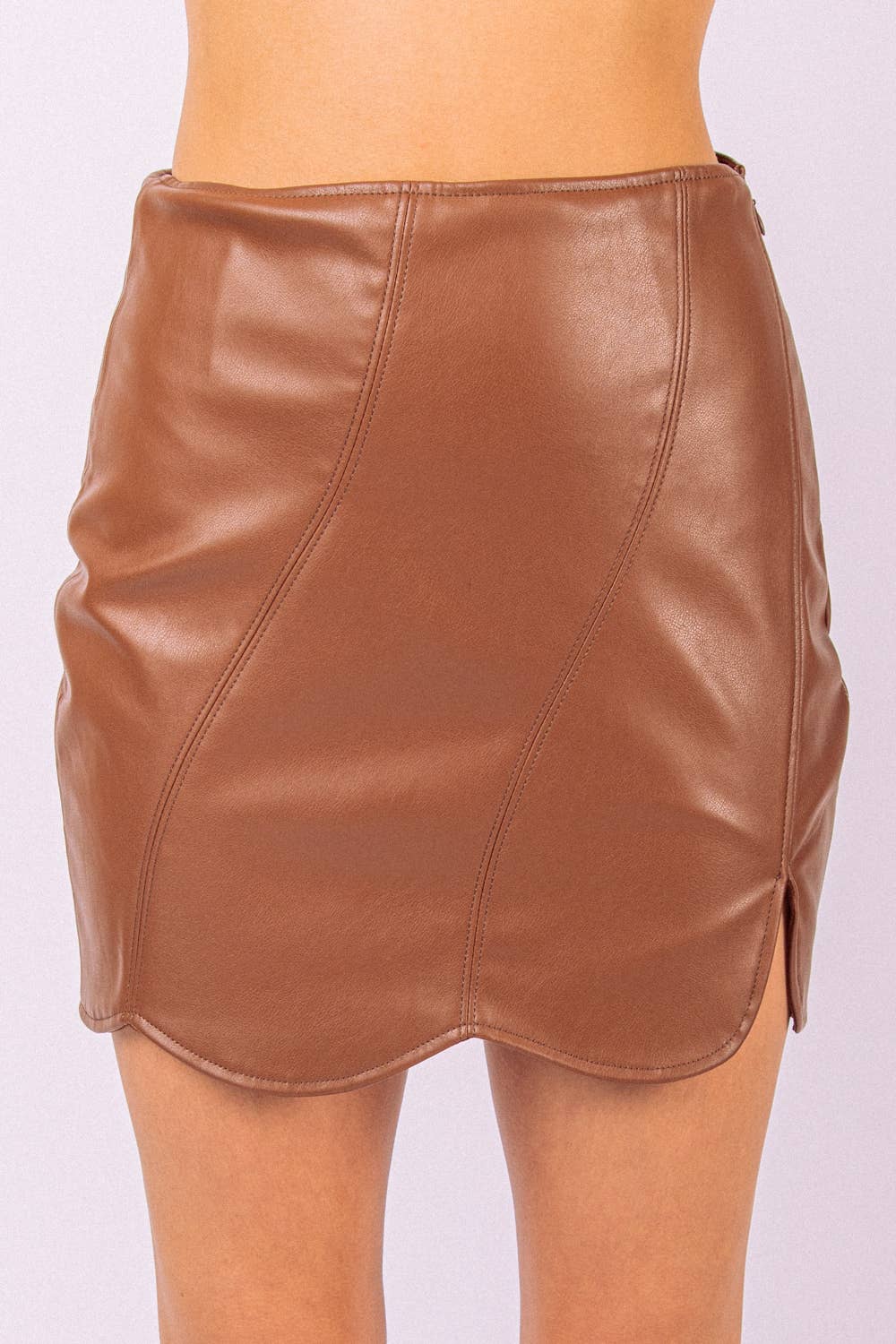 Faux Leather Skirt- Camel