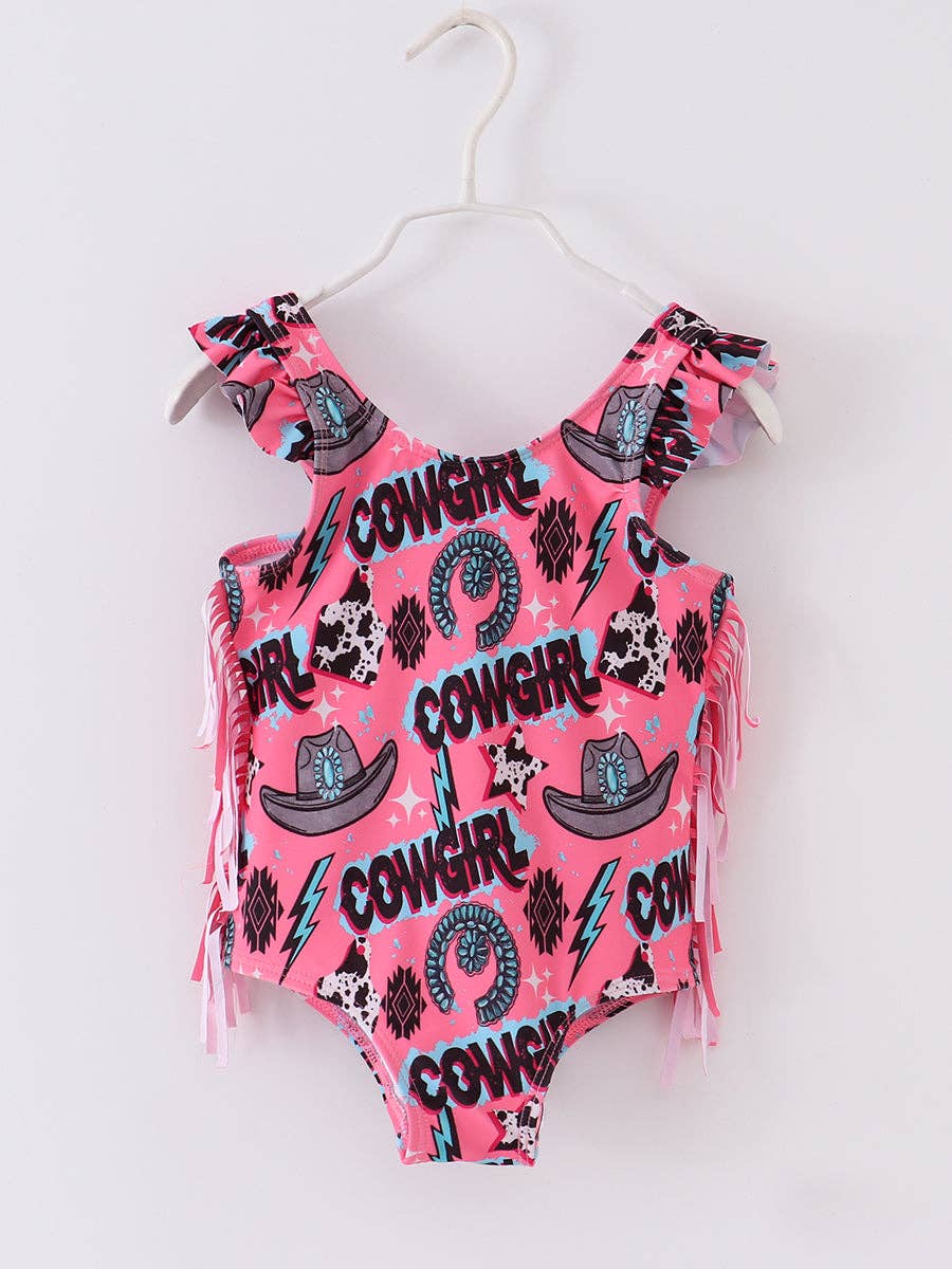 Pink Cow Girl Hat Swimsuit