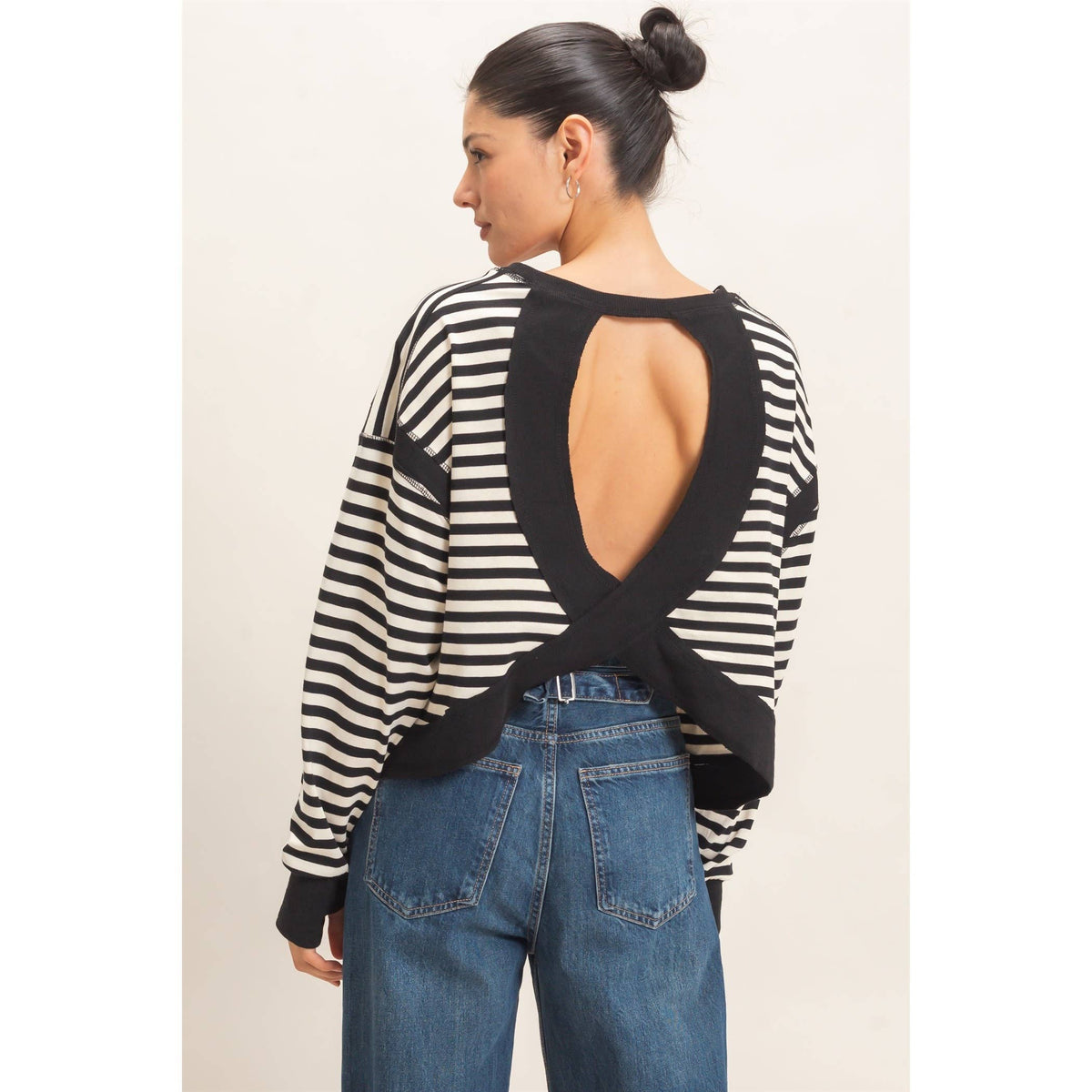 Striped Long Sleeve Top Mocha