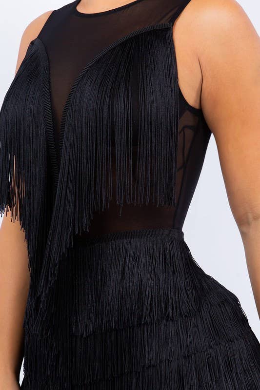 MESH FRINGE ROMPER