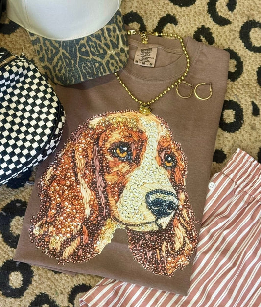 Faux Rhinestone Cocker Spaniel Comfort Colors Colorblast