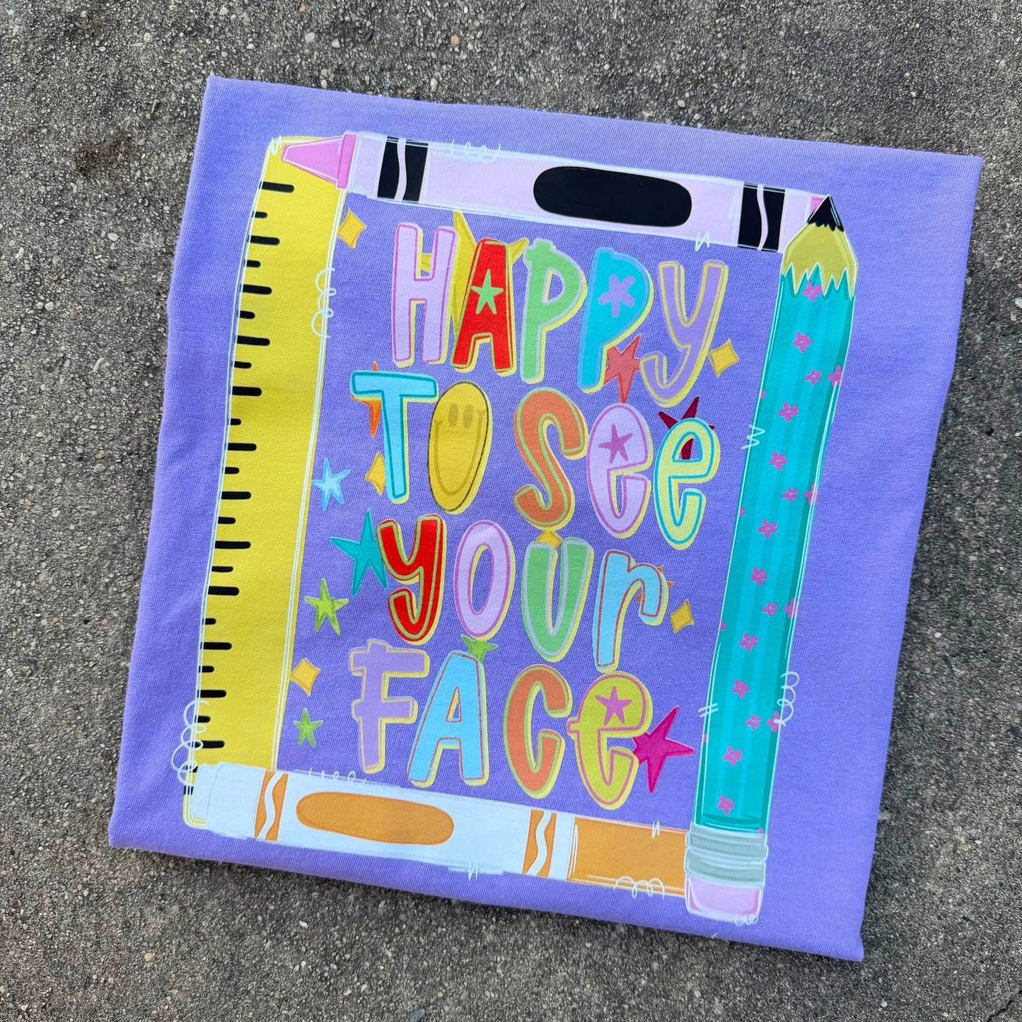 Happy To See Your Face Teacher Graphic Tee Comfort Colors