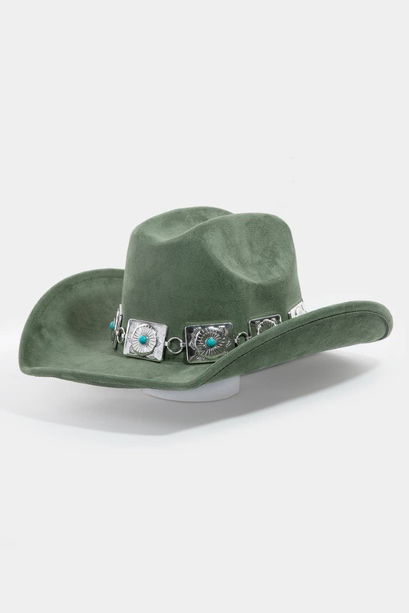 Square Concho Chain Western Cowboy Hat