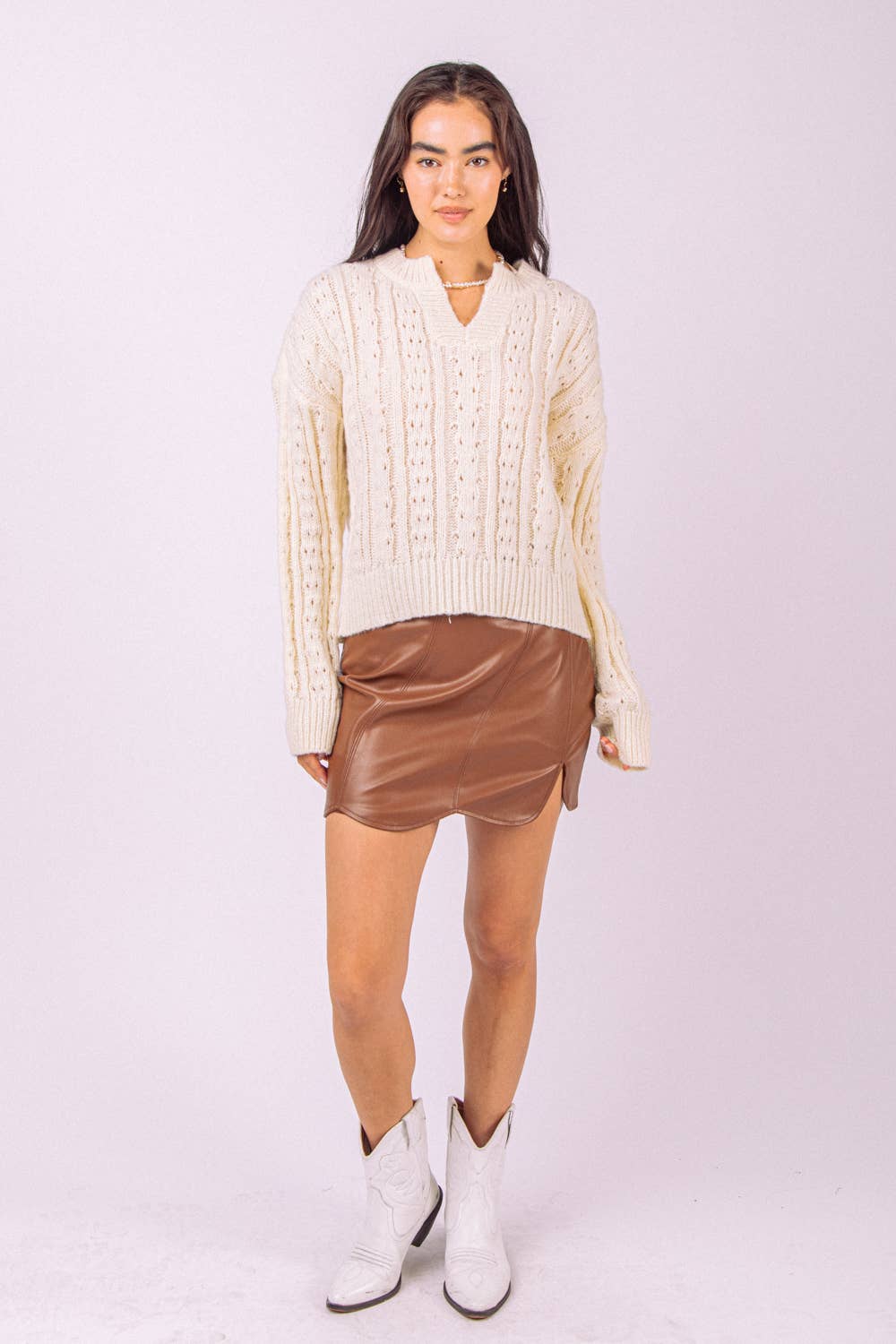 Faux Leather Skirt- Camel