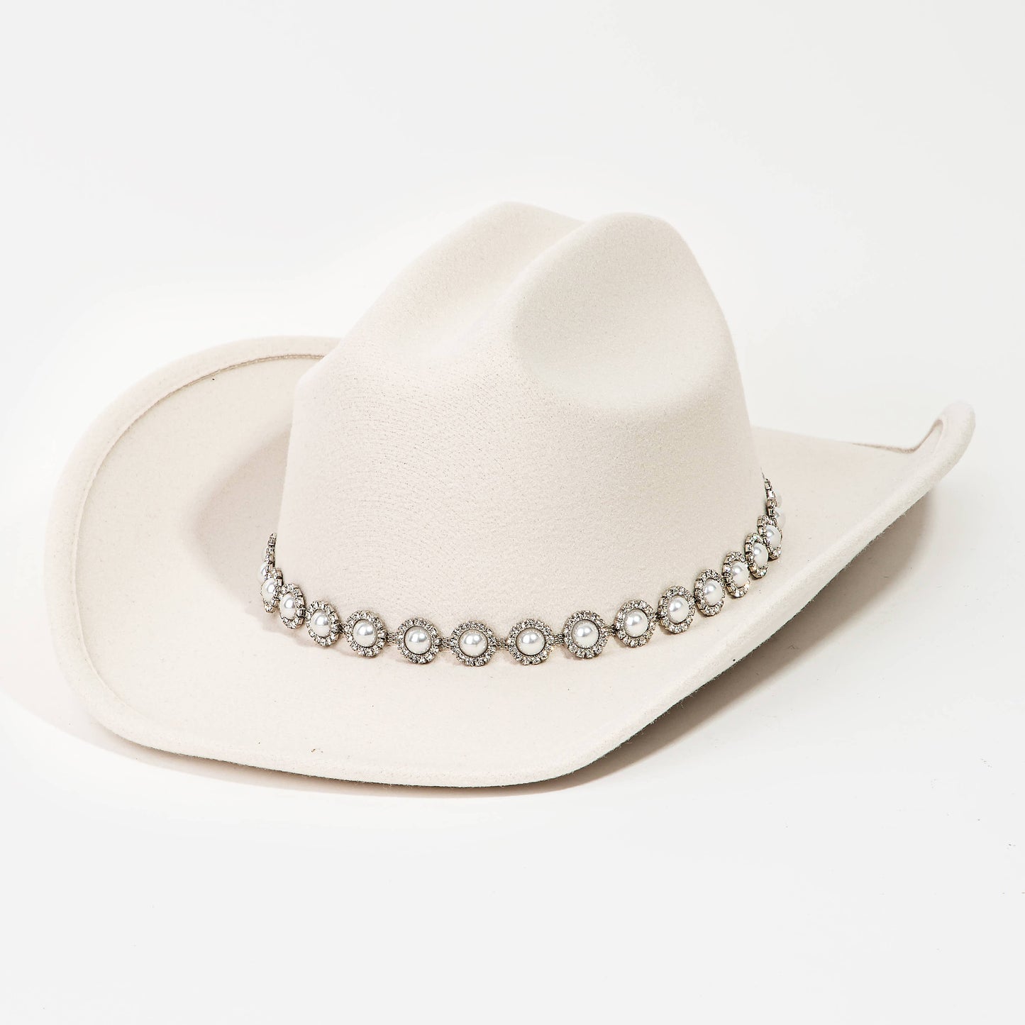 Western Pearl Studded Fashion Cowboy Hat Black