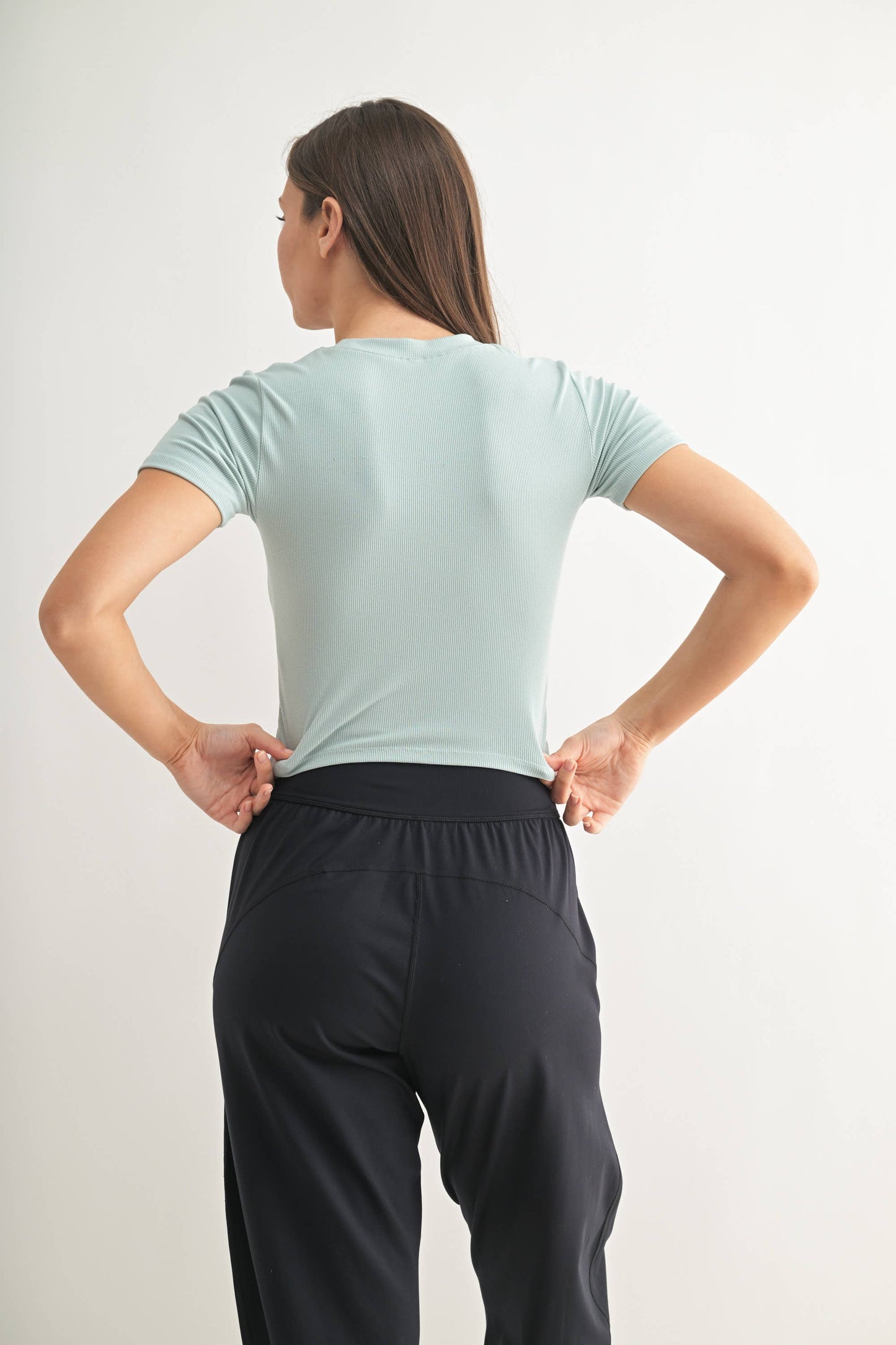Essential Micro-Ribbed Athleisure Baby Tee Blue