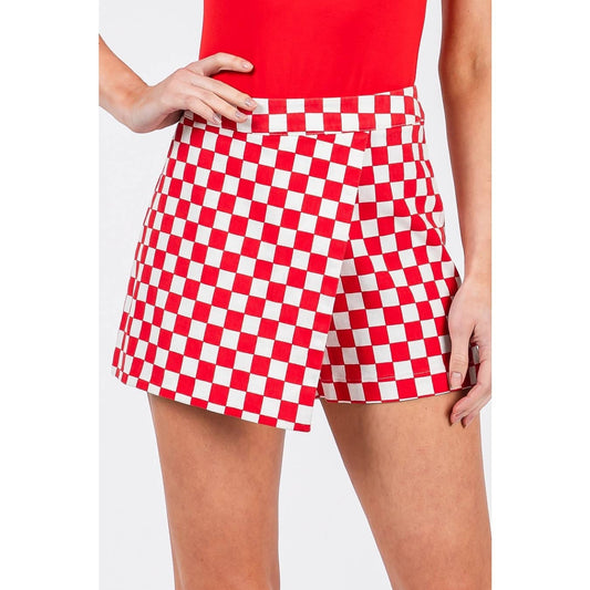 Red CHECKERED SKORT