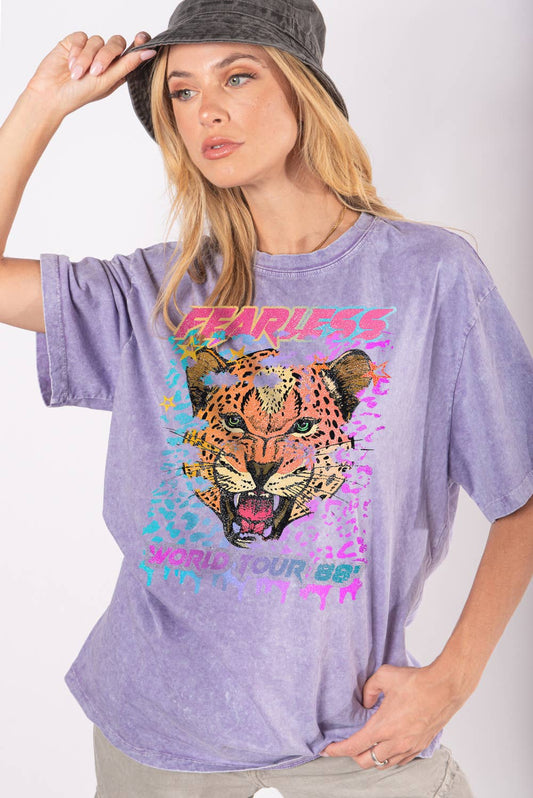 MINERAL WASHED FEARLESS GRAPHIC TEE