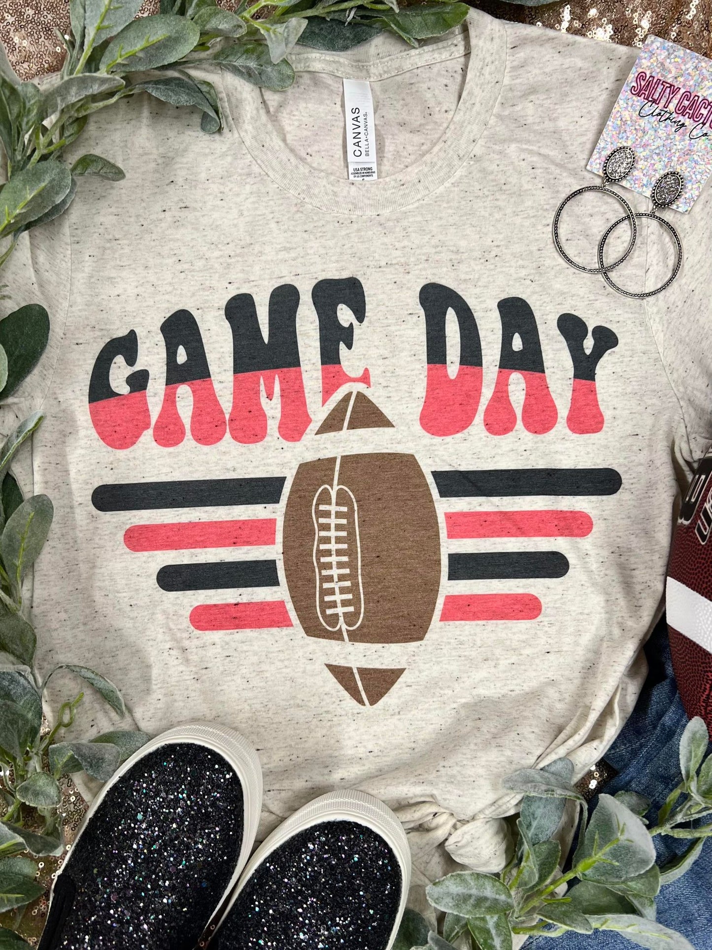 Game Day Football Retro Stripes Oatmeal Bella