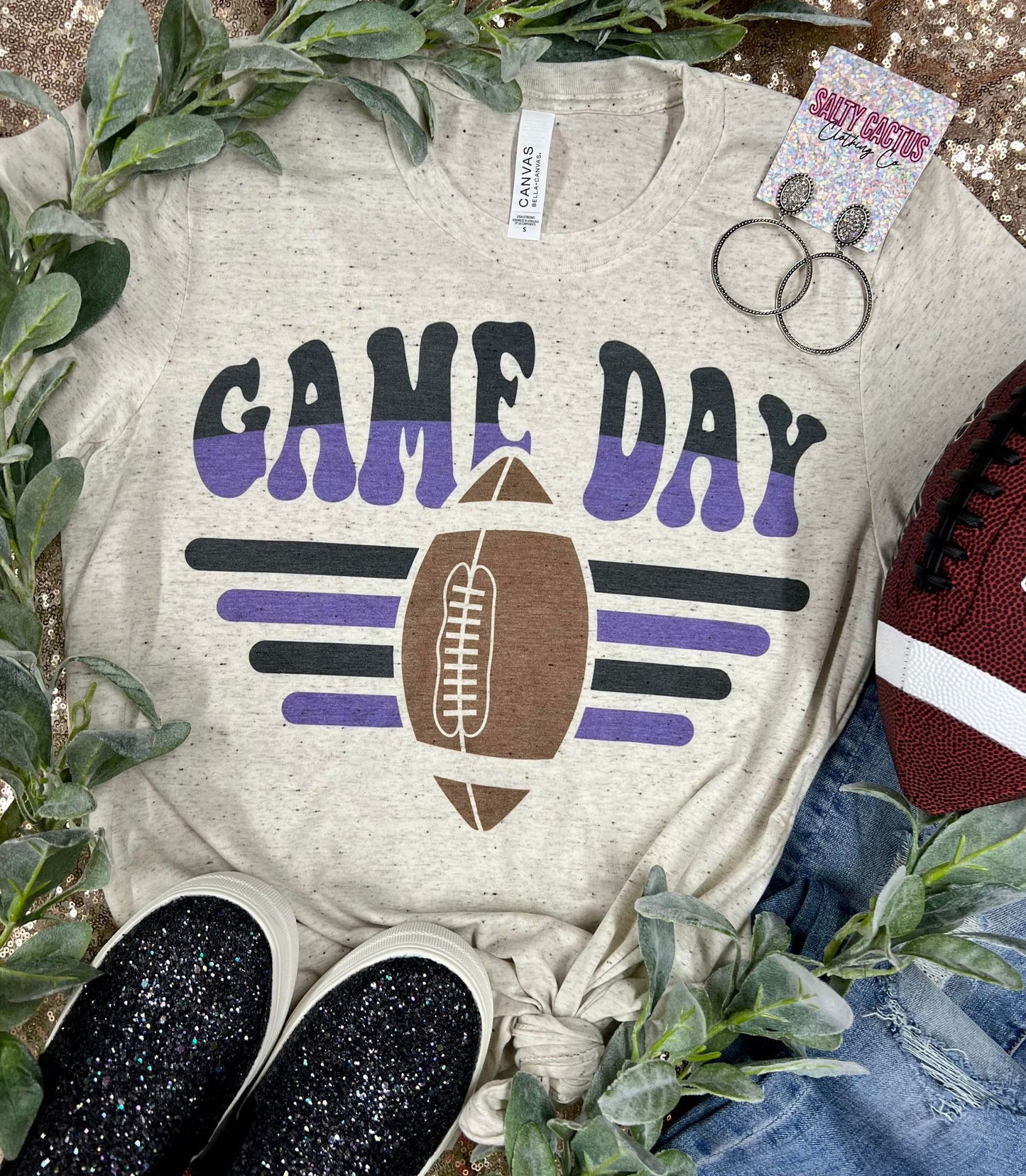 Game Day Football Retro Stripes Oatmeal Bella