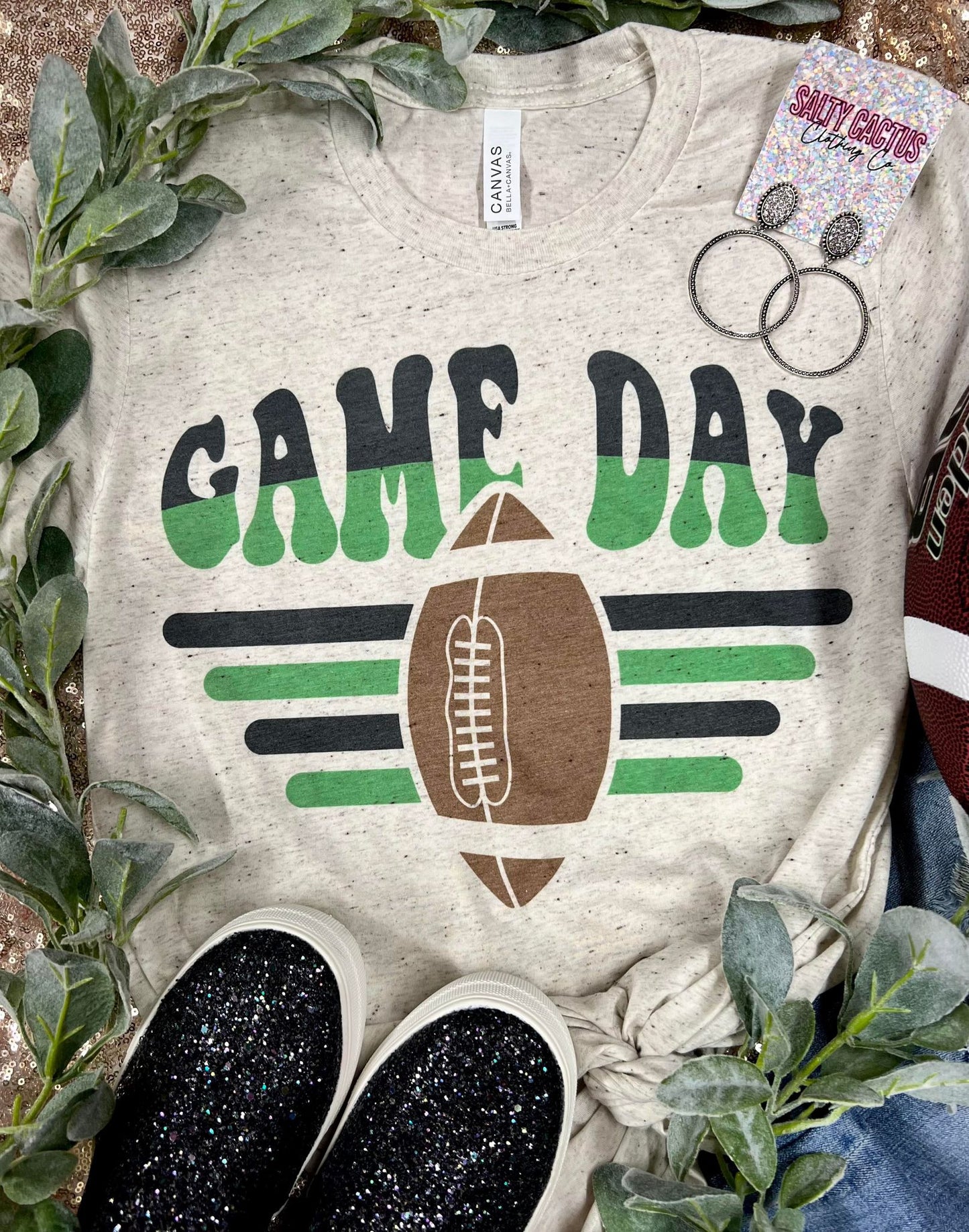 Game Day Football Retro Stripes Oatmeal Bella