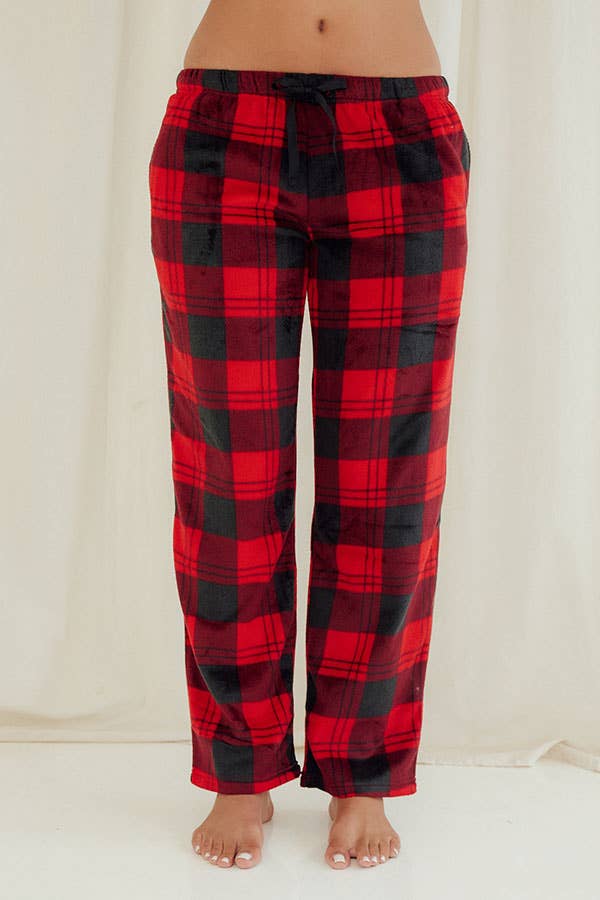 Plaid Fleece Pants Red/Black