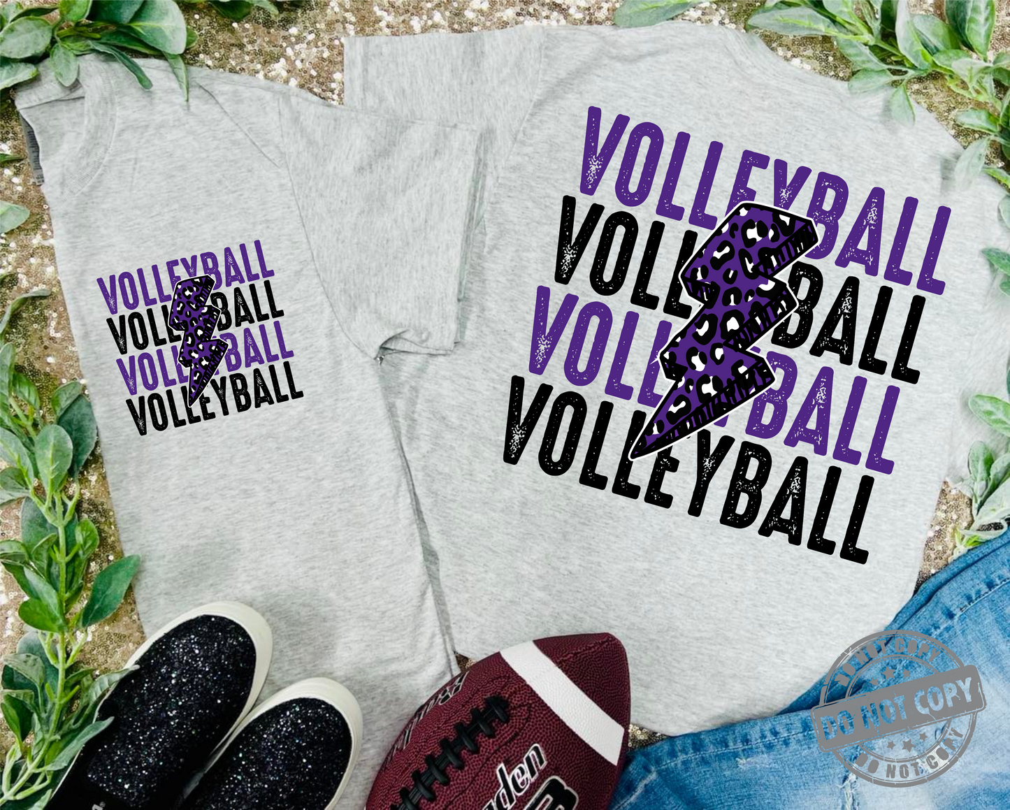 Lightning Bolt Leopard VOLLEYBALL Grey Tees